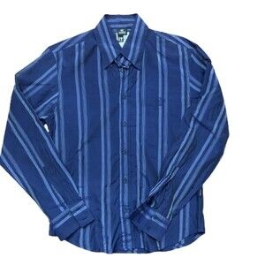 Versace Couture Striped Navy Blue Slim Fit Button Down Shirt Men's Size Medium